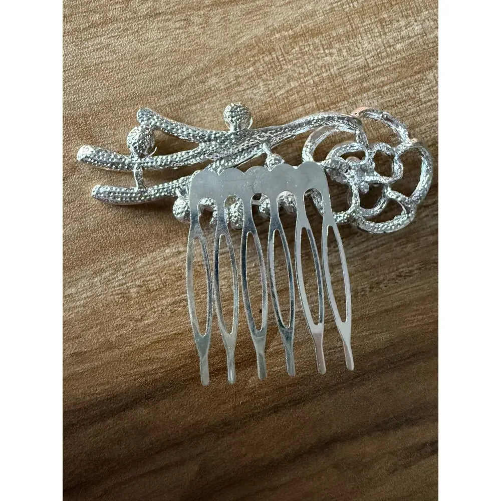 6/$25 Simulated Crystal Flower Hair Comb Wedding Prom